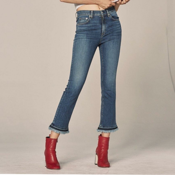 Rag Bone High Rise Raw Hem Cropped Boot 